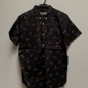 NWT Men’s L minimal print button-down Aloha shirt